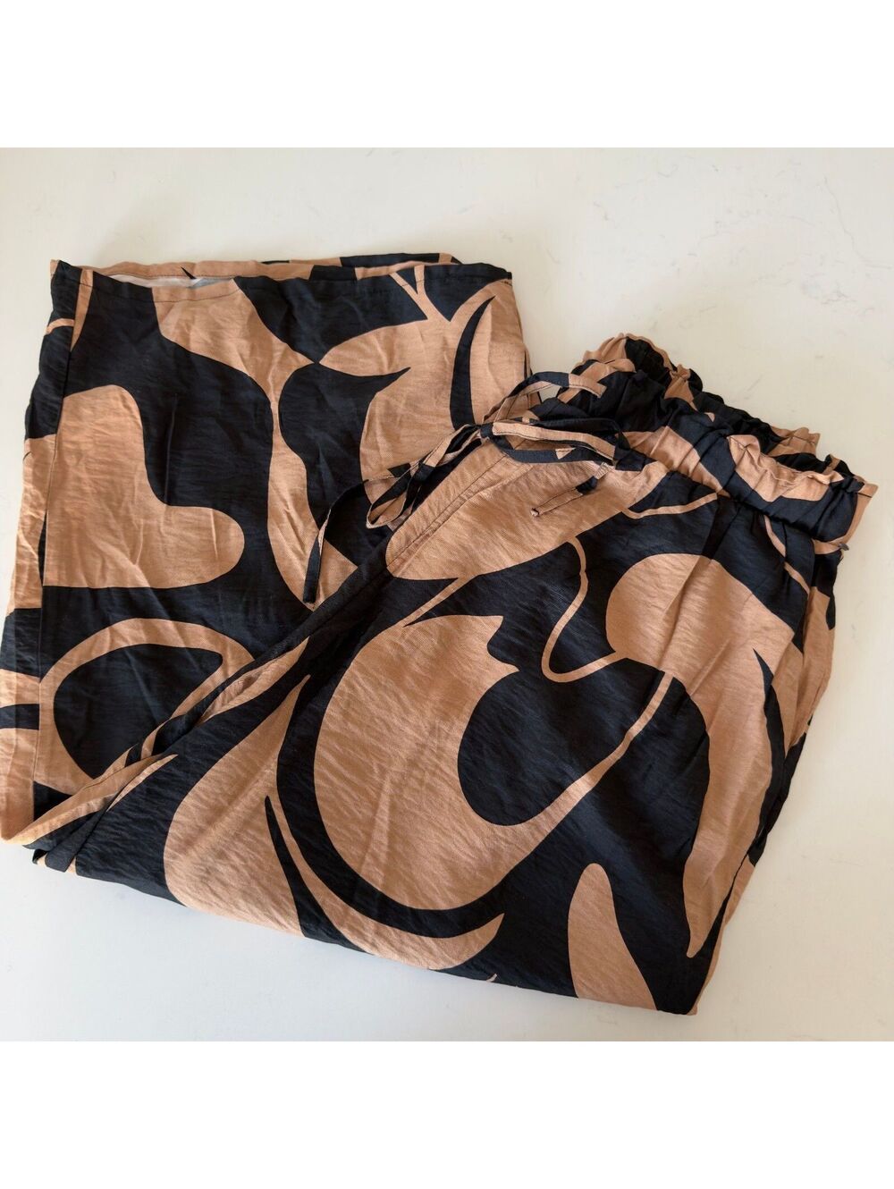 Ava & Viv Brown Black Abstract Wide Leg Pants Women Size XXL